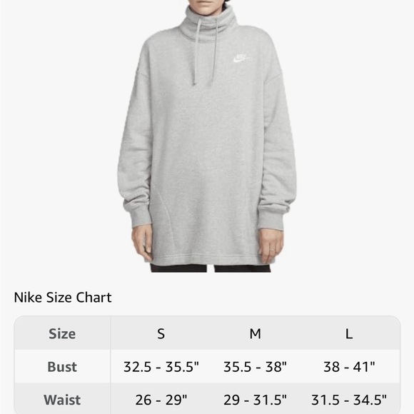 Nike NWT Women's Club Fleece Lined Mock Neck Oversized Sweatshirt Medium - Picture 5 of 5